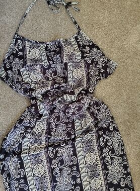 Black and White Paisley Halter Dress